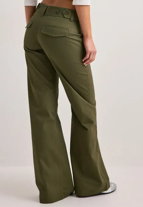 Nelly - Grön - Loose Flare Cargo Pants