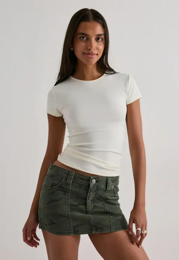 Nelly - Grön - Mini Pattern Jeans Skirt