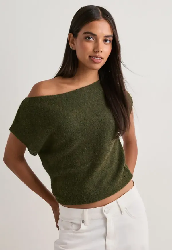 Nelly - Grön - Slouchy Knit Top