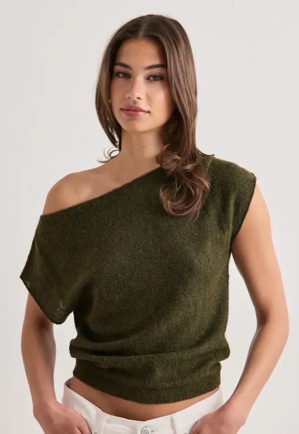 Nelly - Grön - Slouchy Knit Top
