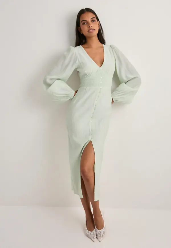 Nelly - Grön - Smock Detail dress