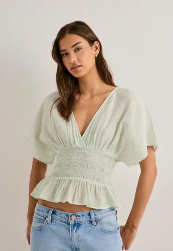 Nelly - Grön - Spring Smock Blouse