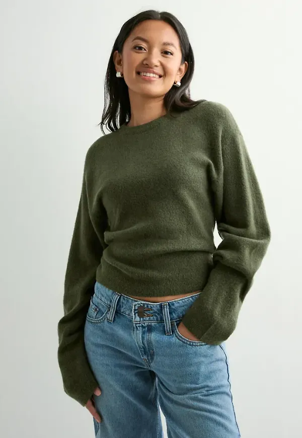 Nelly - Grön - Tight Waist Knit Sweater