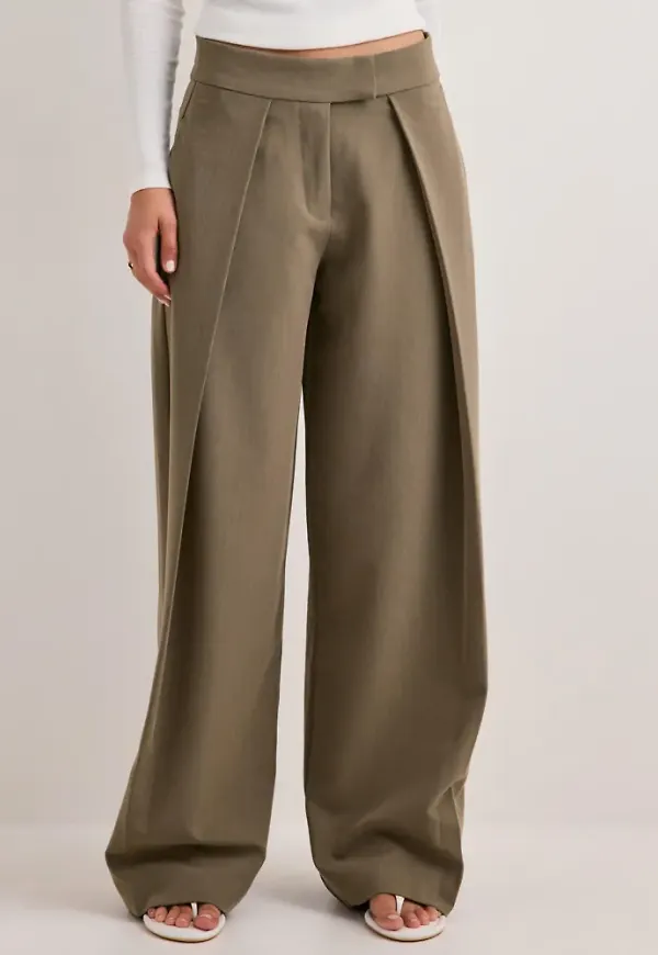 Nelly - Grön - Volume Pleat Pants