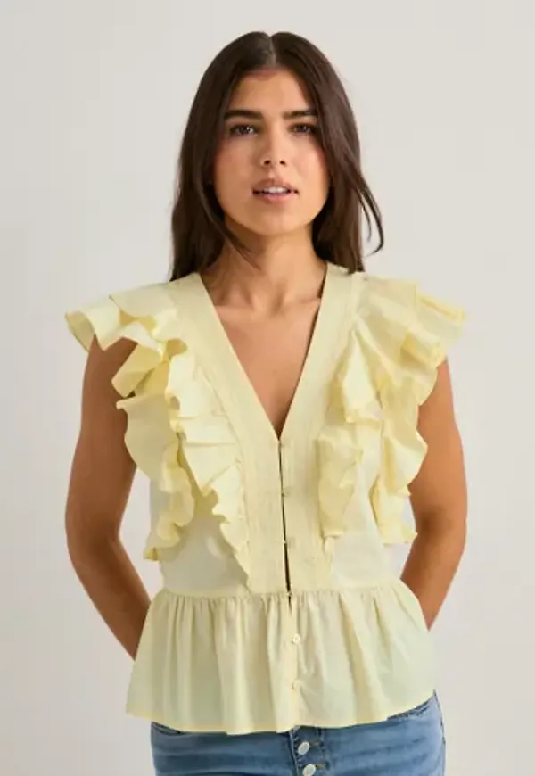 Nelly - Gul - Cute Pleat Blouse