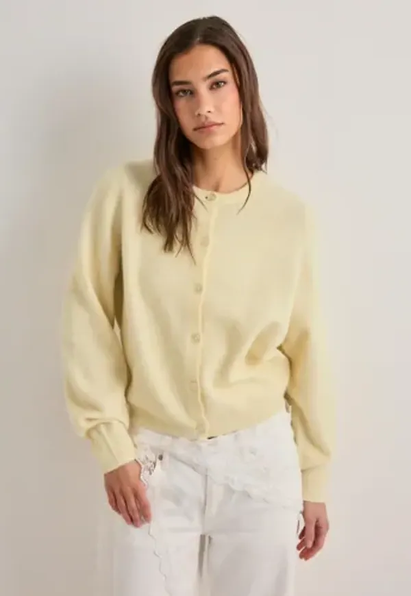 Nelly - Gul - Fuzzy Knit Cardigan