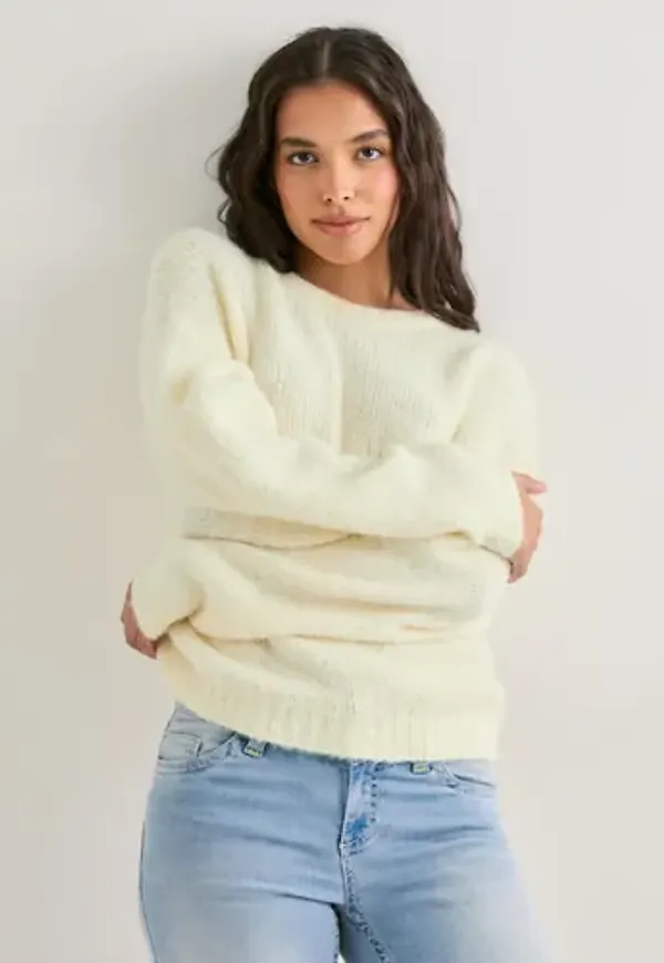 Nelly - Gul - Fuzzy Knit Sweater