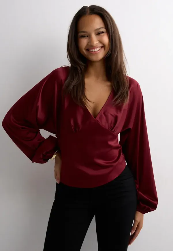 Nelly - Röd - Bow Detail Blouse