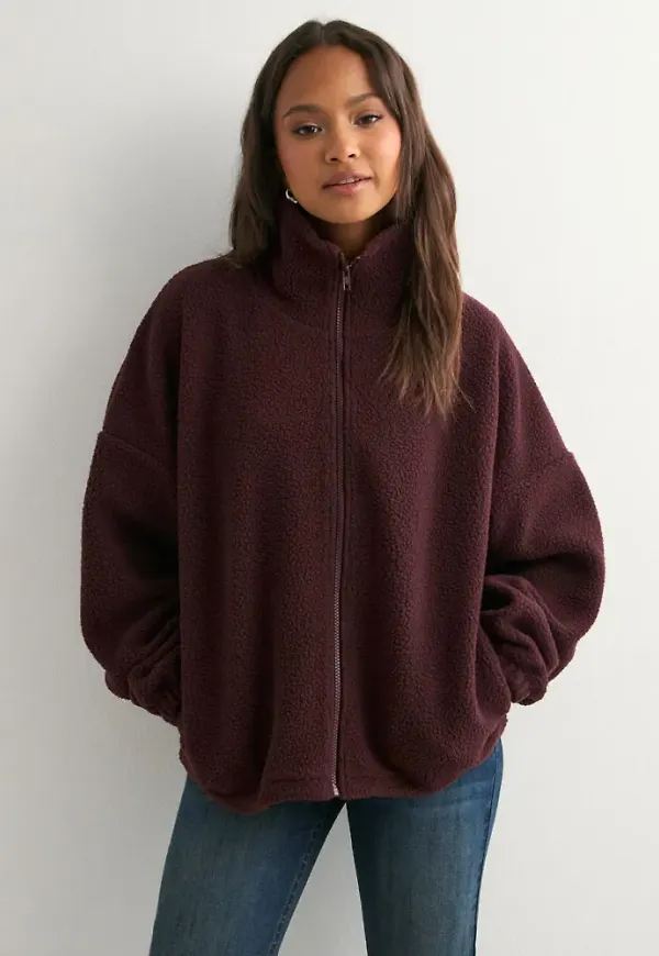 Nelly - Röd - Cozy Teddy Zip Sweat