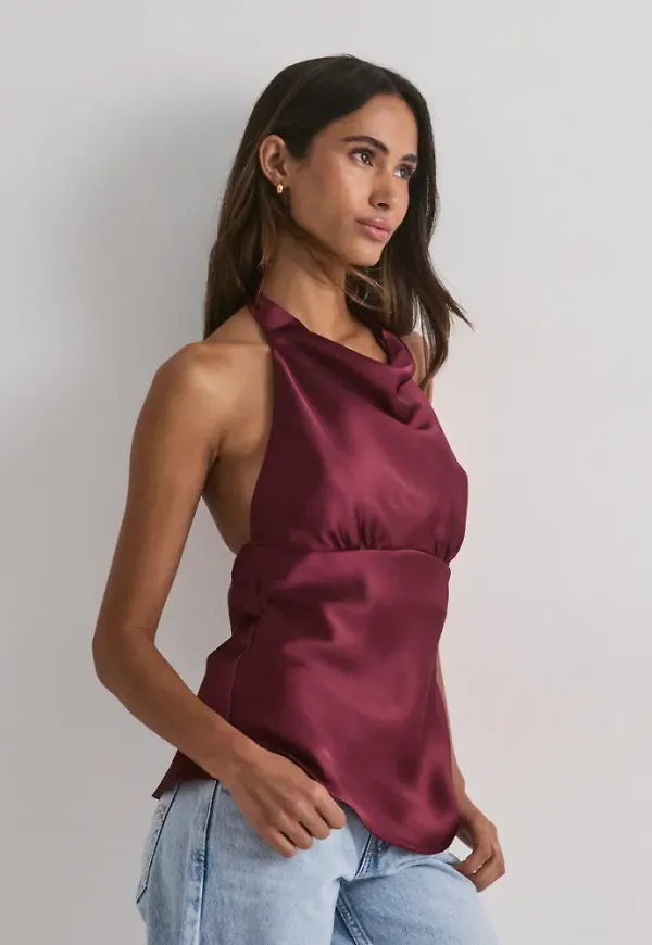 Nelly - Röd - Drapy Satin Top