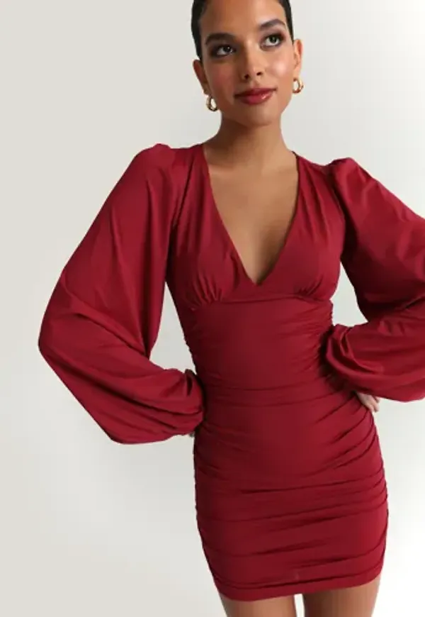 Nelly - Röd - Jersey Volume Sleeve Dress
