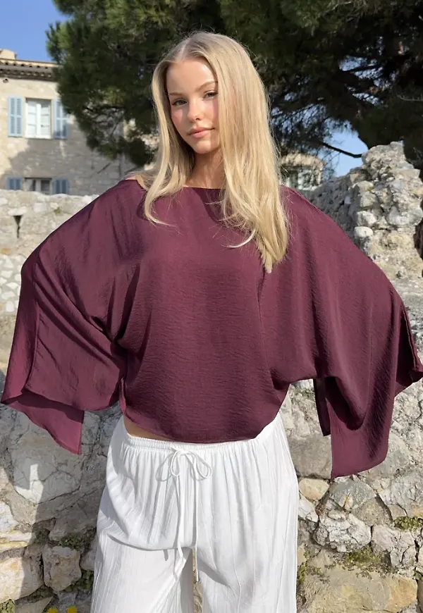Nelly - Röd - Satin Slit Blouse