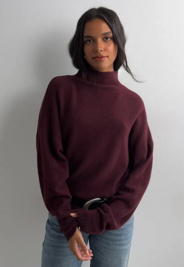 Nelly - Röd - Sleeve Focus Polo Knit Sweater