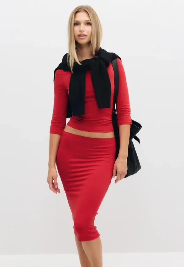 Nelly - Röd - Soft Pencil Skirt
