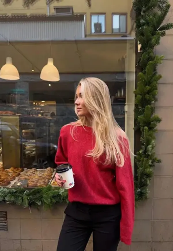 Nelly - Röd - Wide Neck Knit Sweater