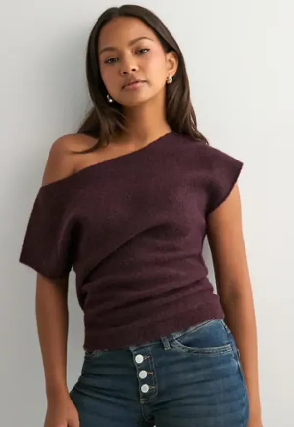 Nelly - Röd - Wide Neck Knit Top