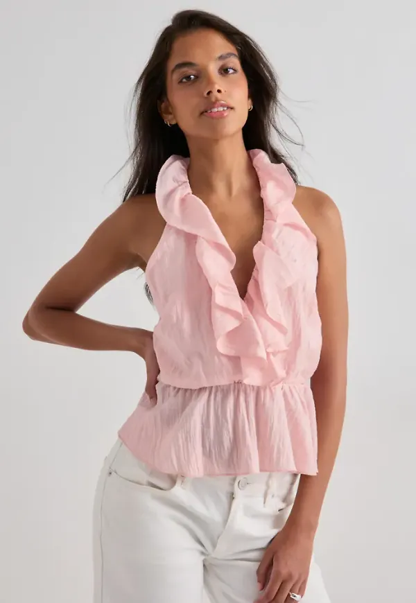 Nelly - Rosa - Flounce Halter Neck Top