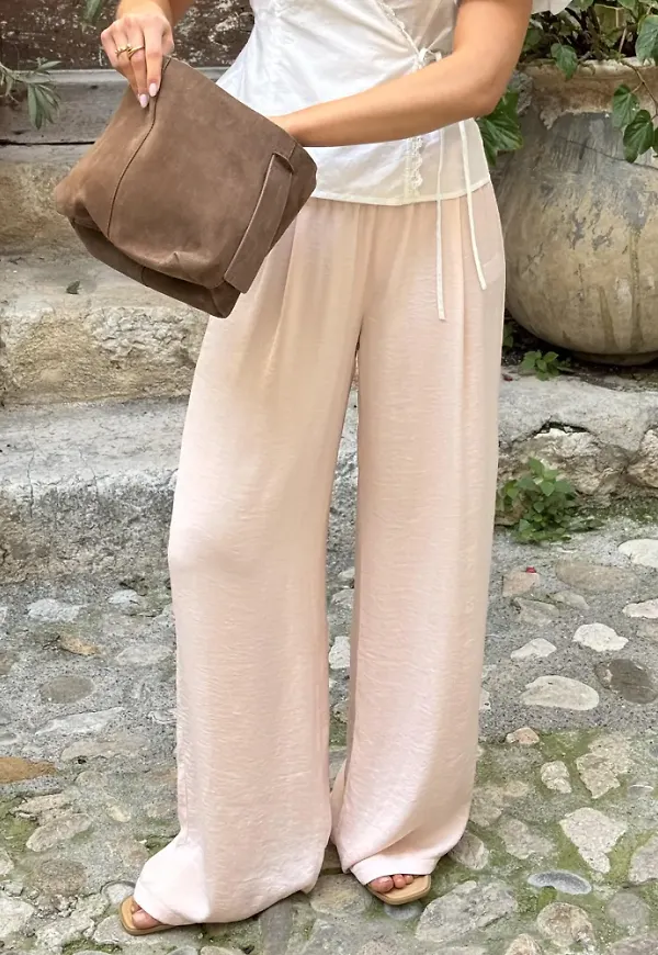Nelly - Rosa - Flowy Satin Pants