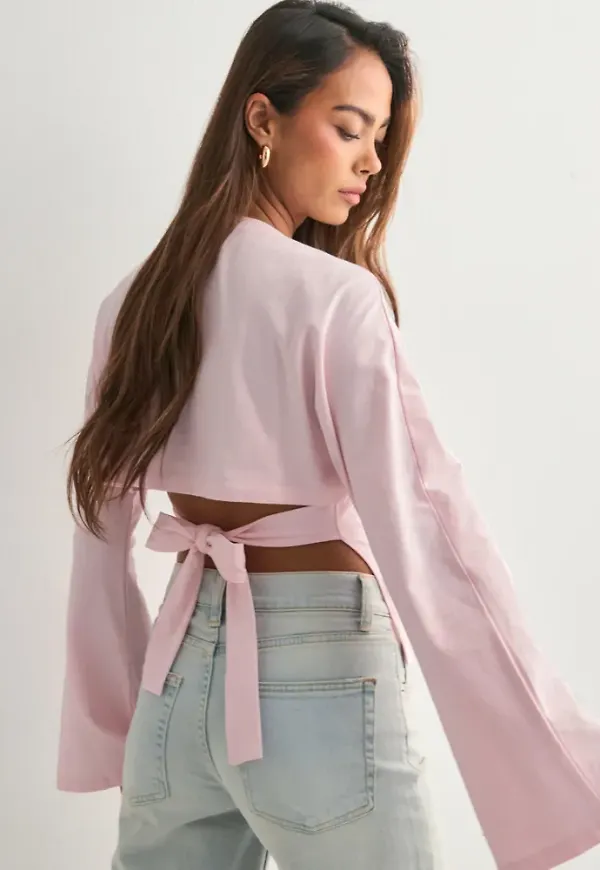 Nelly - Rosa - Open Back Tie LS Top