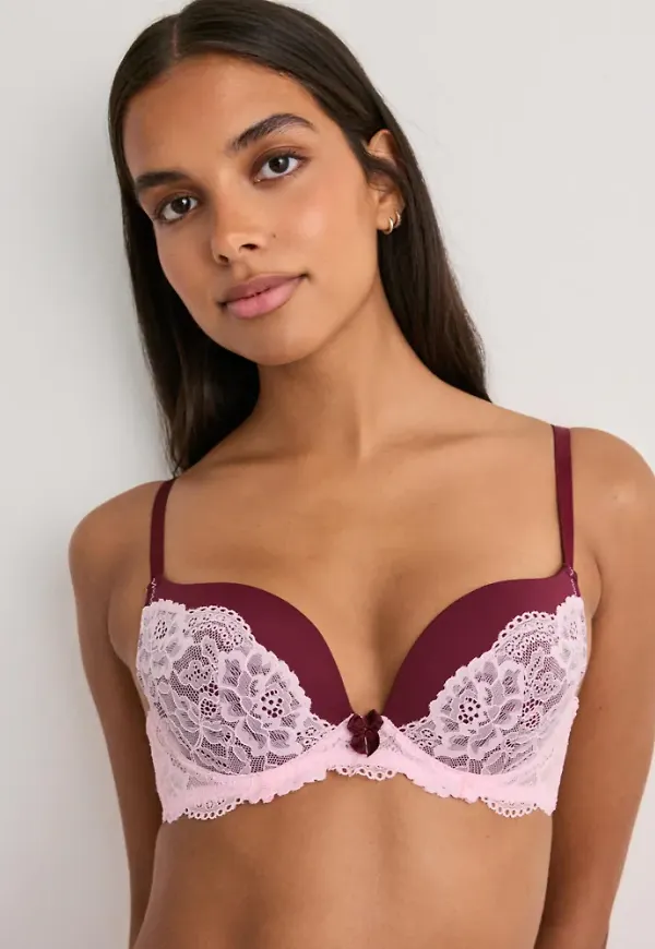 Nelly - Rosa - Shimmer Lace Push Up Bra