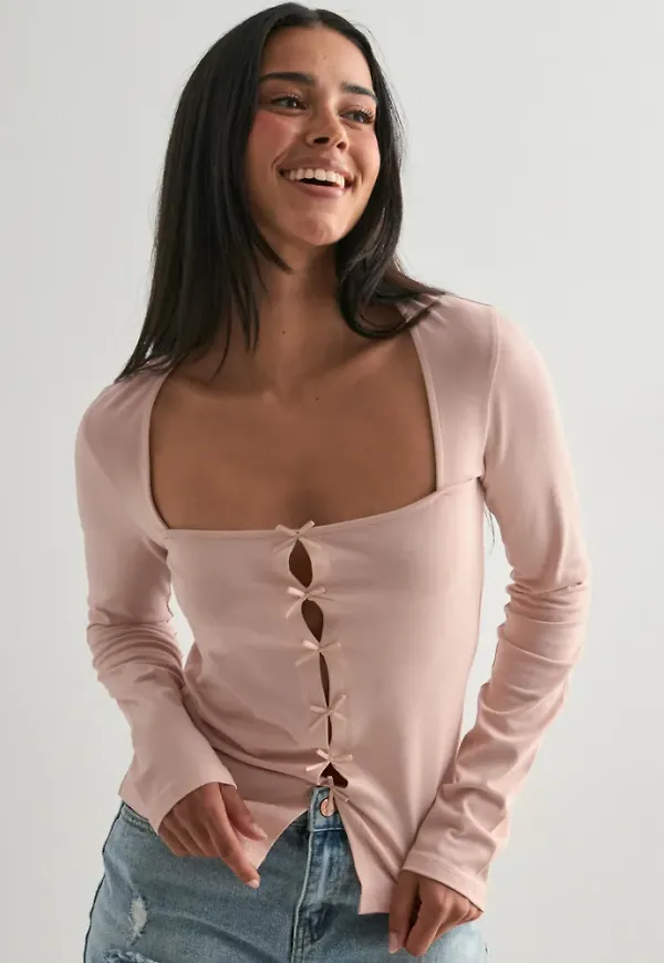 Nelly - Rosa - Square Bow LS Top
