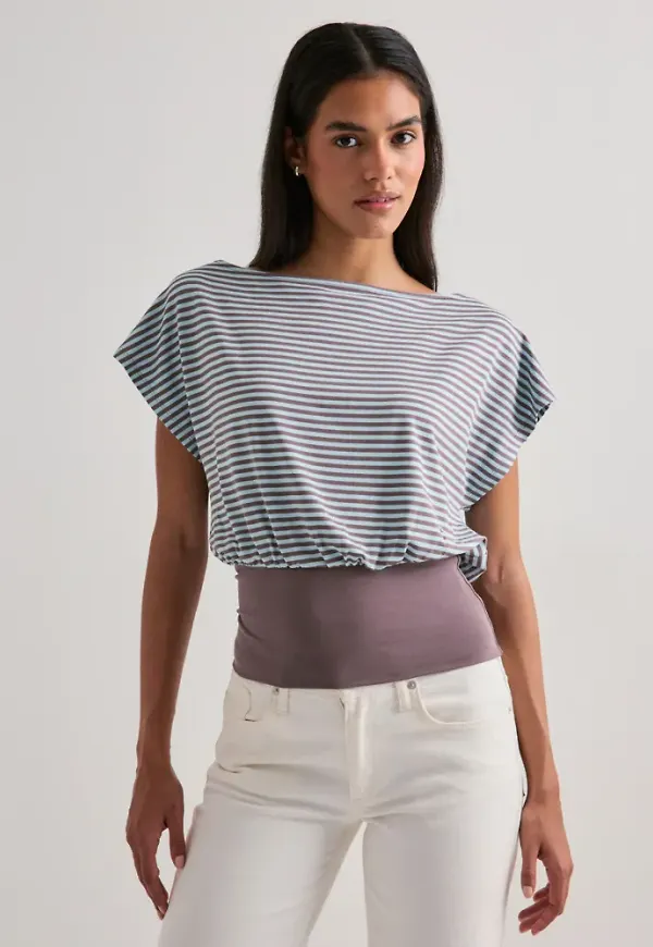 Nelly - Rutigt/Randigt - Soft Stripe Waist Top