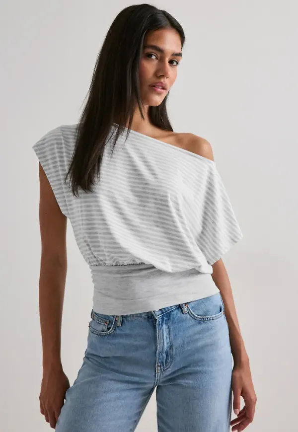 Nelly - Rutigt/Randigt - Soft Stripe Waist Top