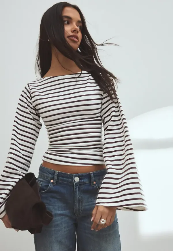 Nelly - Rutigt/Randigt - Stripe Wide Sleeve Top