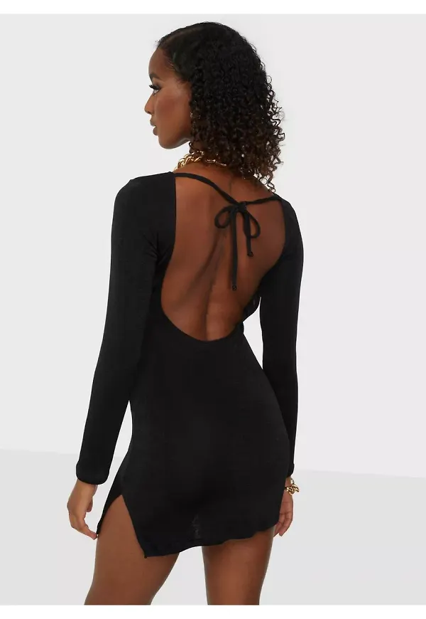 Nelly Side Slit Mini Dress Festklänningar Svart