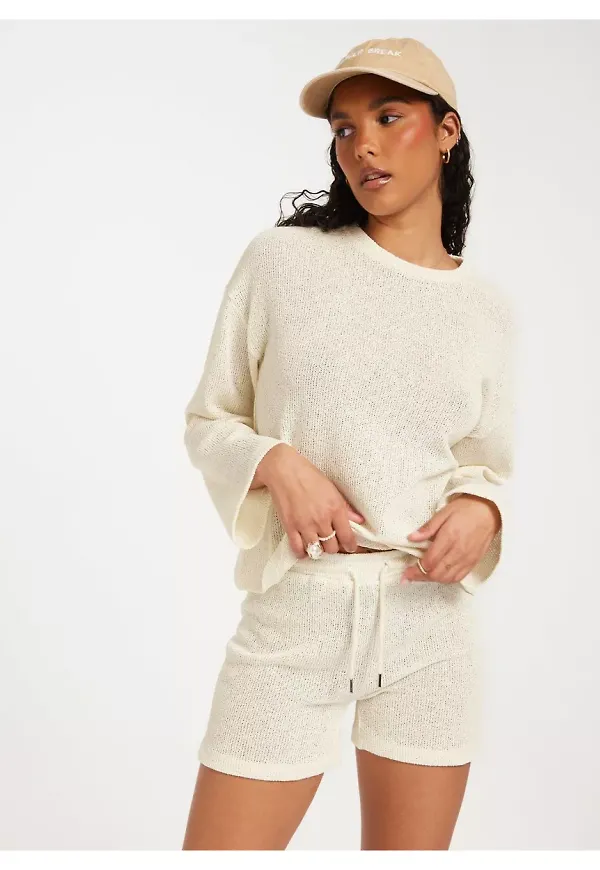 Nelly Structured Shorts Shorts Beige