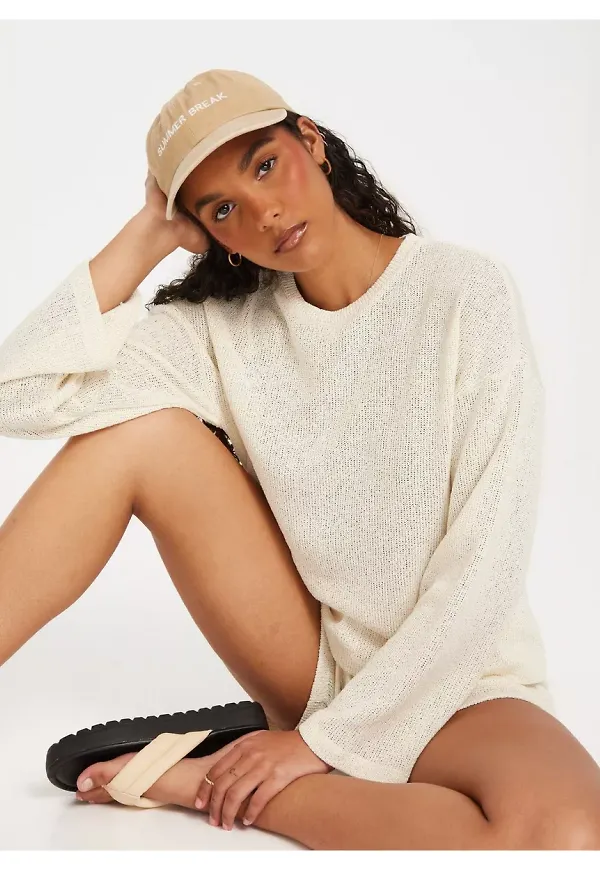 Nelly Structured Sweatshirt Sweatshirts Beige
