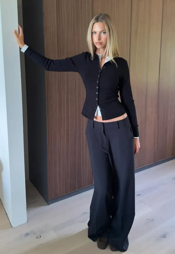 Nelly - Svart - Button Knit Cardigan