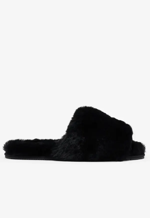 Nelly - Svart - Cosy Faux Fur Slipper