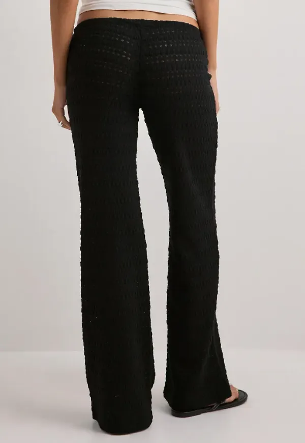 Nelly - Svart - Crochet Low Waist Pants
