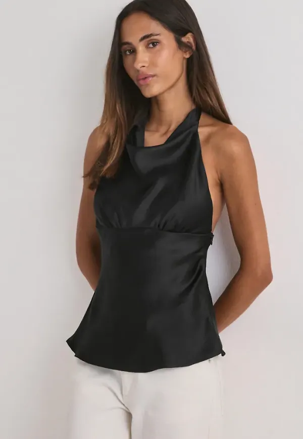 Nelly - Svart - Drapy Satin Top