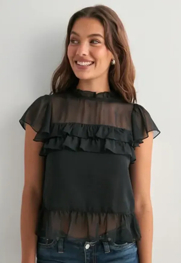 Nelly - Svart - Flounce Around Blouse