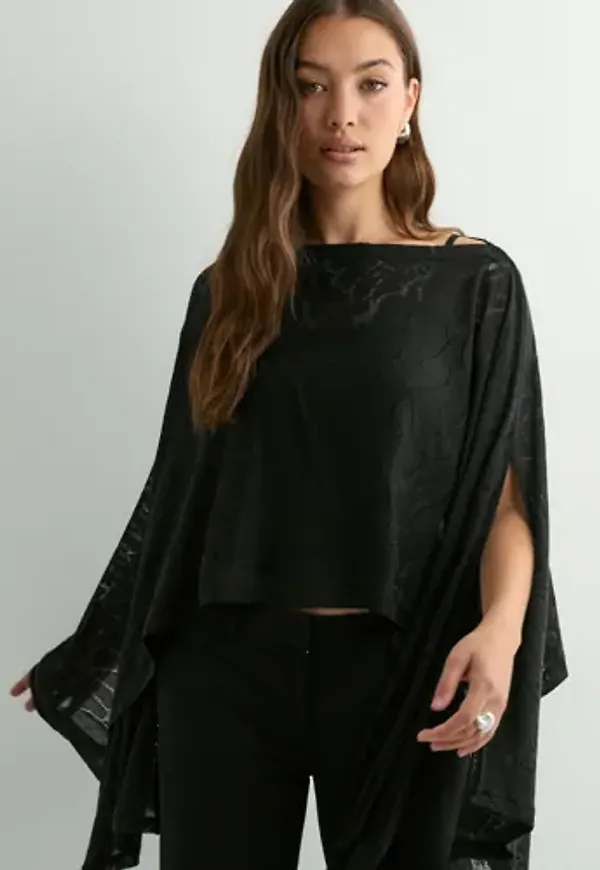 Nelly - Svart - Knit Lace Poncho