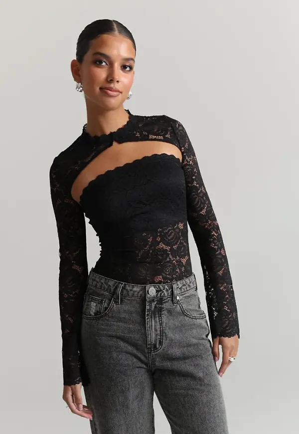 Nelly - Svart - Lace Bolero Tube Top