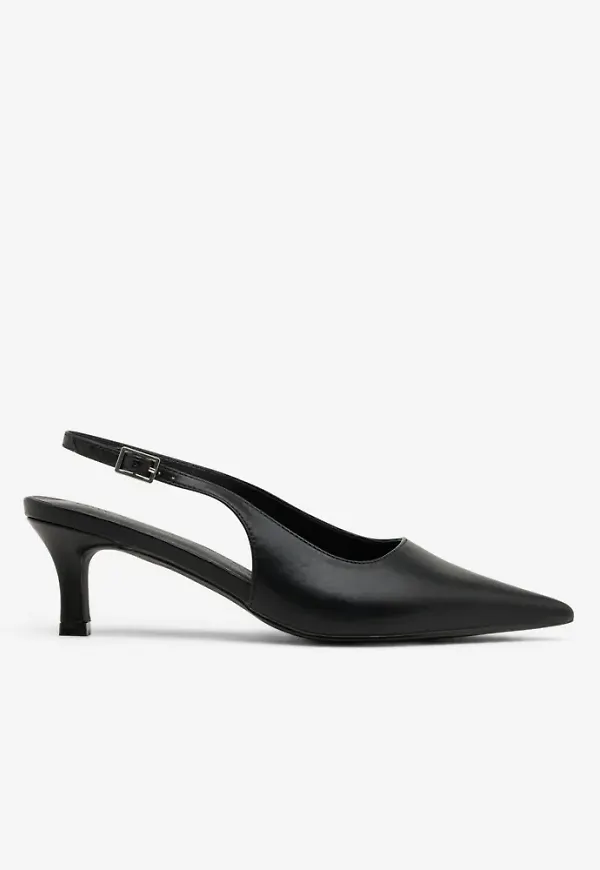 Nelly - Svart - Low Pointy Slingback