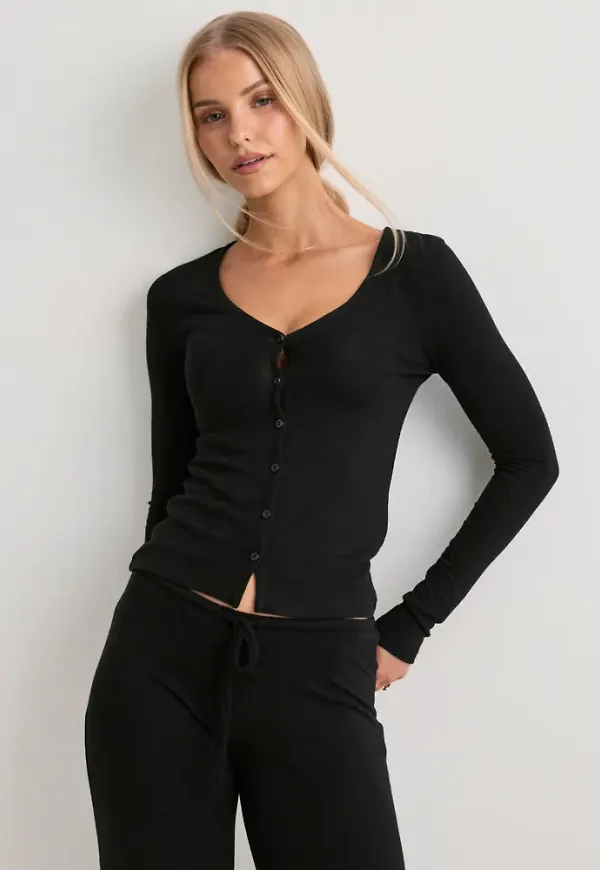 Nelly - Svart - My Chill V Neck Cardigan