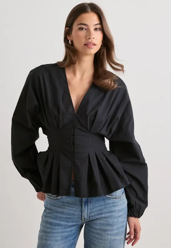 Nelly - Svart - My Favorite Pleat Blouse