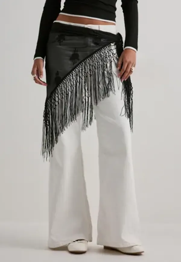 Nelly - Svart - Overlayer Fringe Skirt