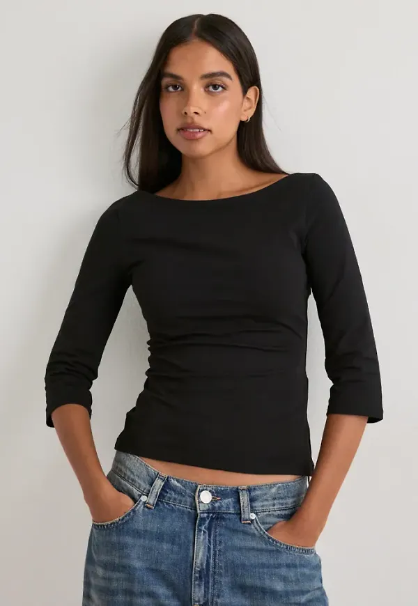 Nelly - Svart - Perfect Basic Half Sleeve Top