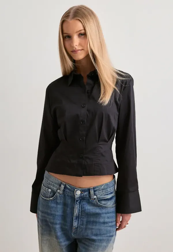 Nelly - Svart - Pleated Shirt