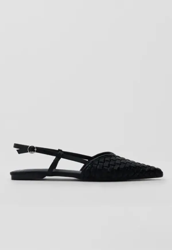 Nelly - Svart - Pointy Braided Slingback