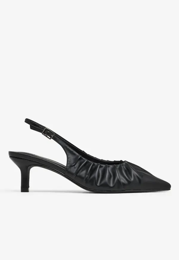 Nelly - Svart - Pointy Pleated Slingback