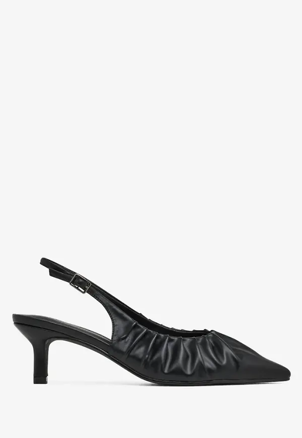 Nelly - Svart - Pointy Pleated Slingback