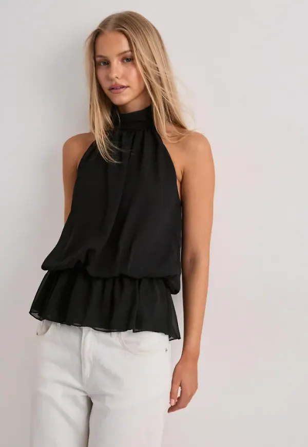 Nelly - Svart - Puffy Frill Top