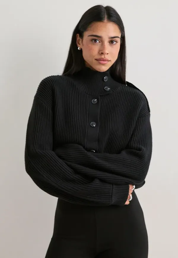 Nelly - Svart - Rib Knit Bomber Jacket