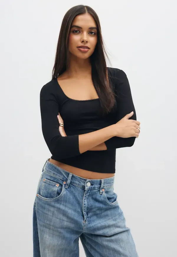 Nelly - Svart - Romance Half Sleeve Top